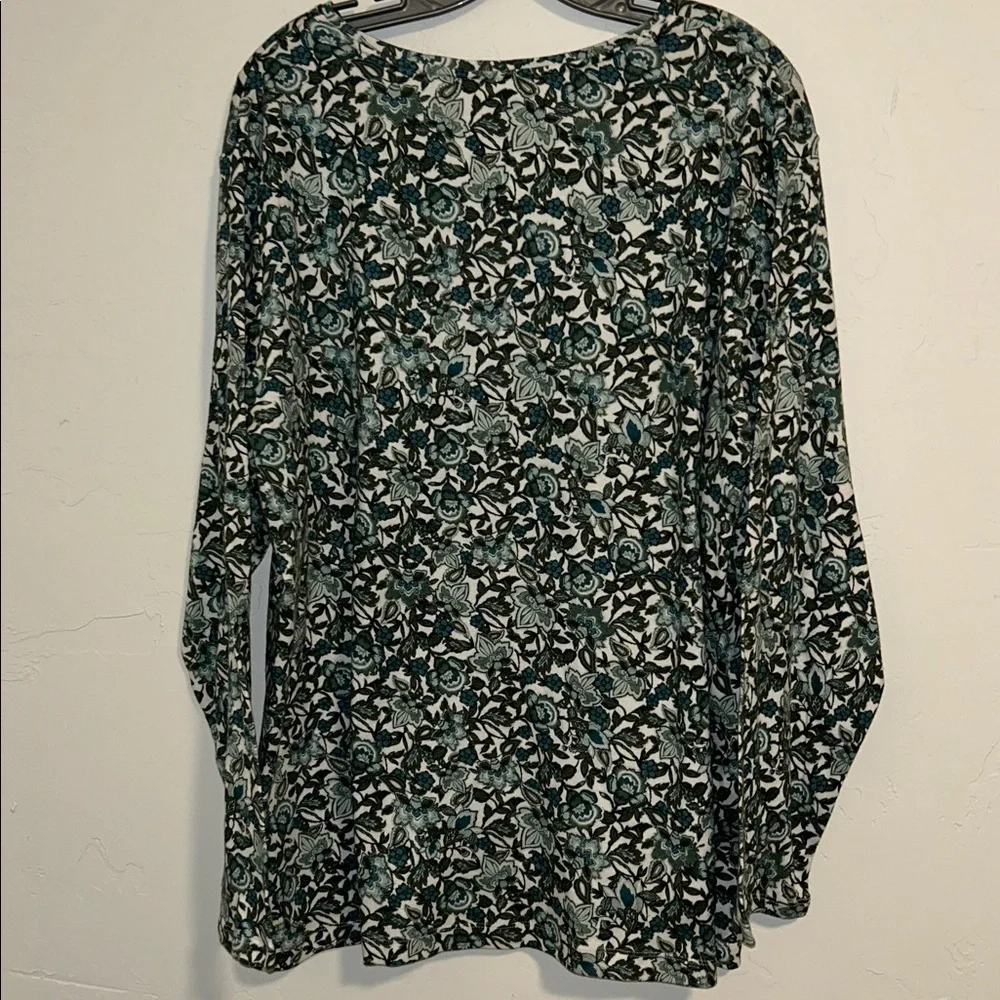 Croft & Barrow 3X The classic Long Sleeve Cotton Crewneck Floral Print Tee